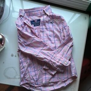 Vineyard Vines kids Pink Plaid Shirt 100% cotton